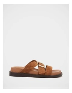 Adelle Suede Leather Footbed Sandal in Tan