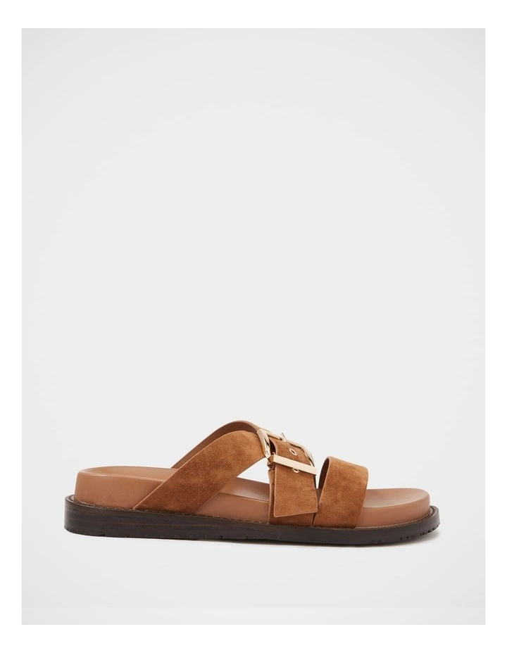Adelle Suede Leather Footbed Sandal in Tan image 1
