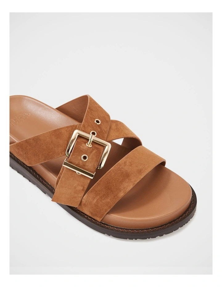 Adelle Suede Leather Footbed Sandal in Tan image 3