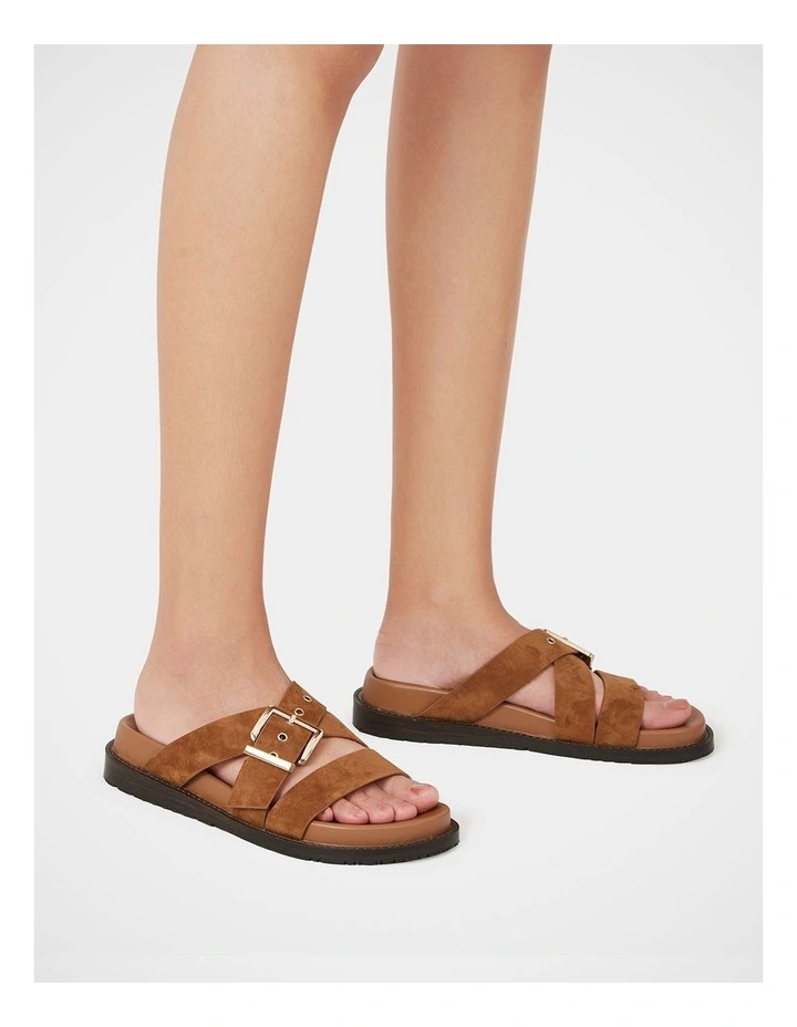 Adelle Suede Leather Footbed Sandal in Tan image 7