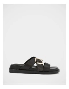 Adelle Leather Footbed Sandal in Black