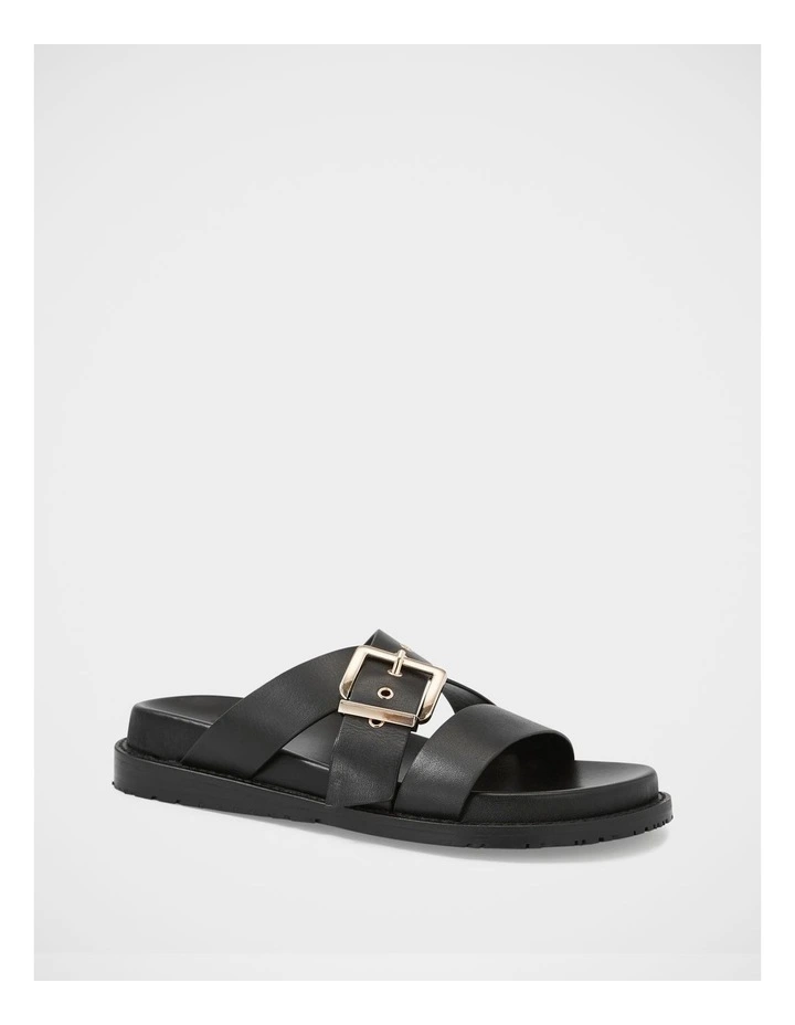 Adelle Leather Footbed Sandal in Black image 2