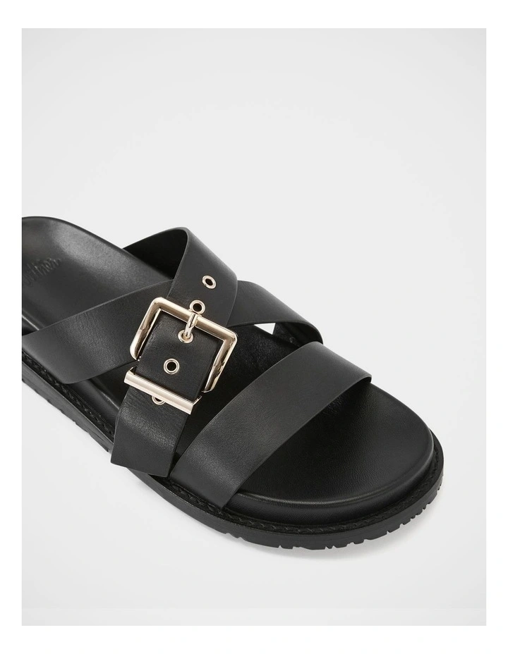 Adelle Leather Footbed Sandal in Black image 3