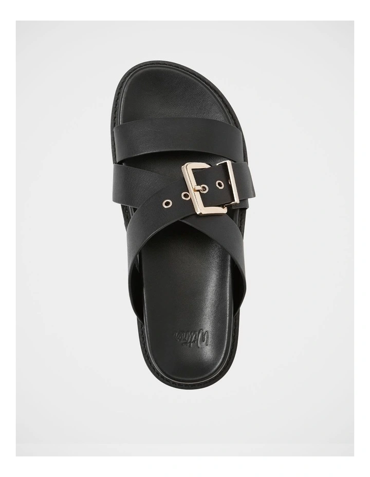 Adelle Leather Footbed Sandal in Black image 5