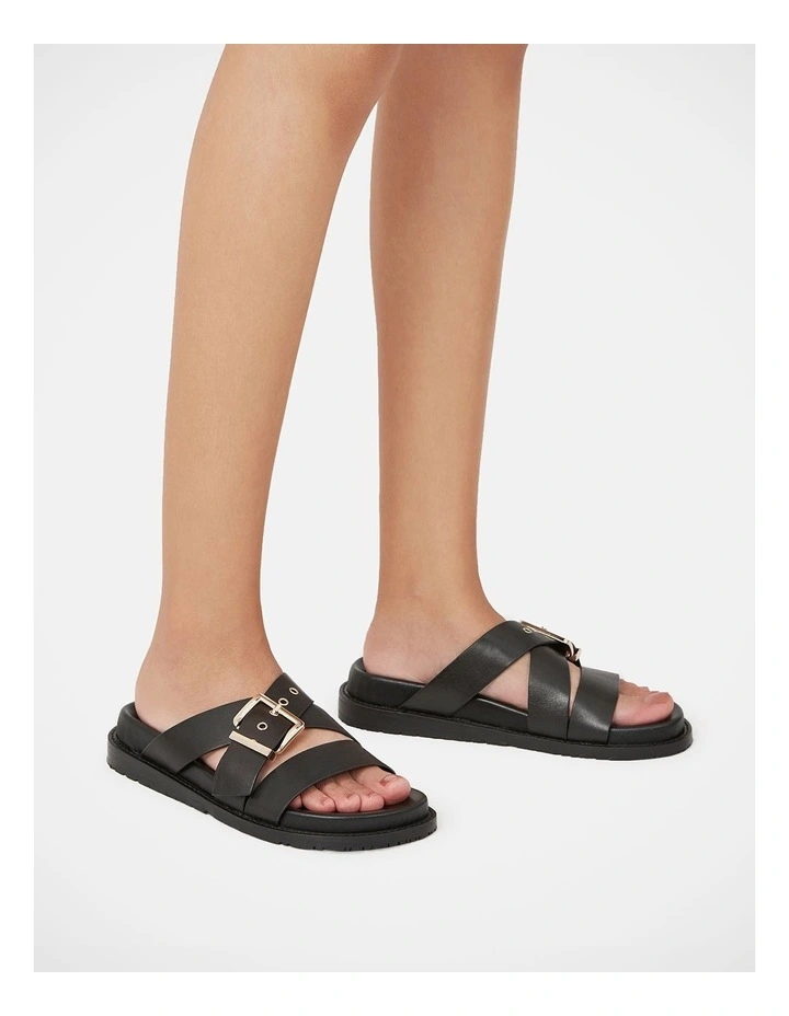 Adelle Leather Footbed Sandal in Black image 7