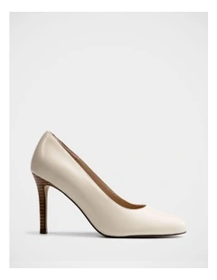 Tash Leather Stiletto Pump in Ivory