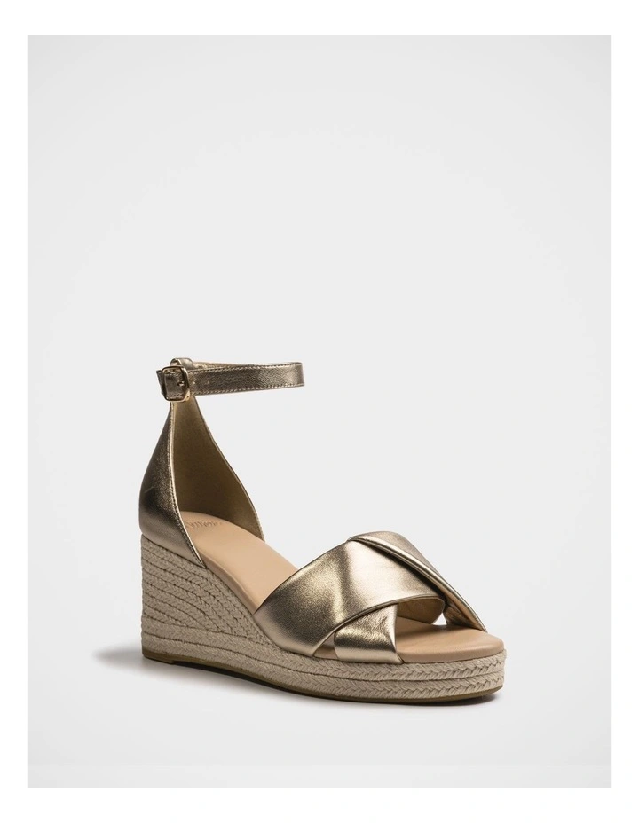 Niley Metallic Leather Espadrille Wedge in Champagne image 2