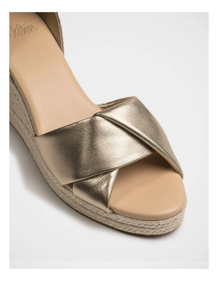 Niley Metallic Leather Espadrille Wedge in Champagne image 3