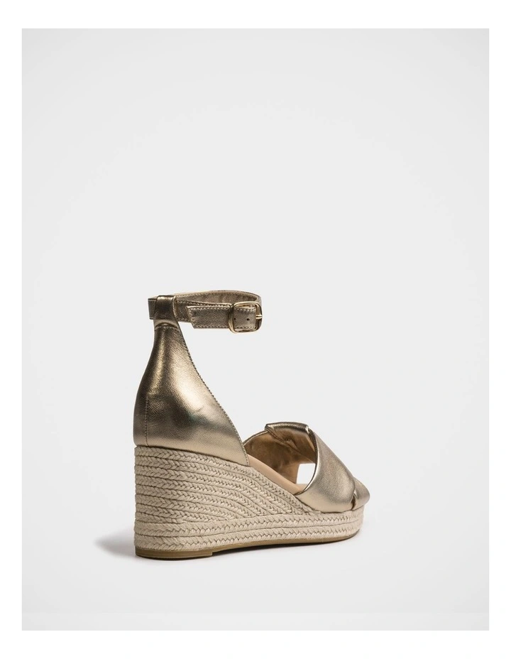Niley Metallic Leather Espadrille Wedge in Champagne image 4