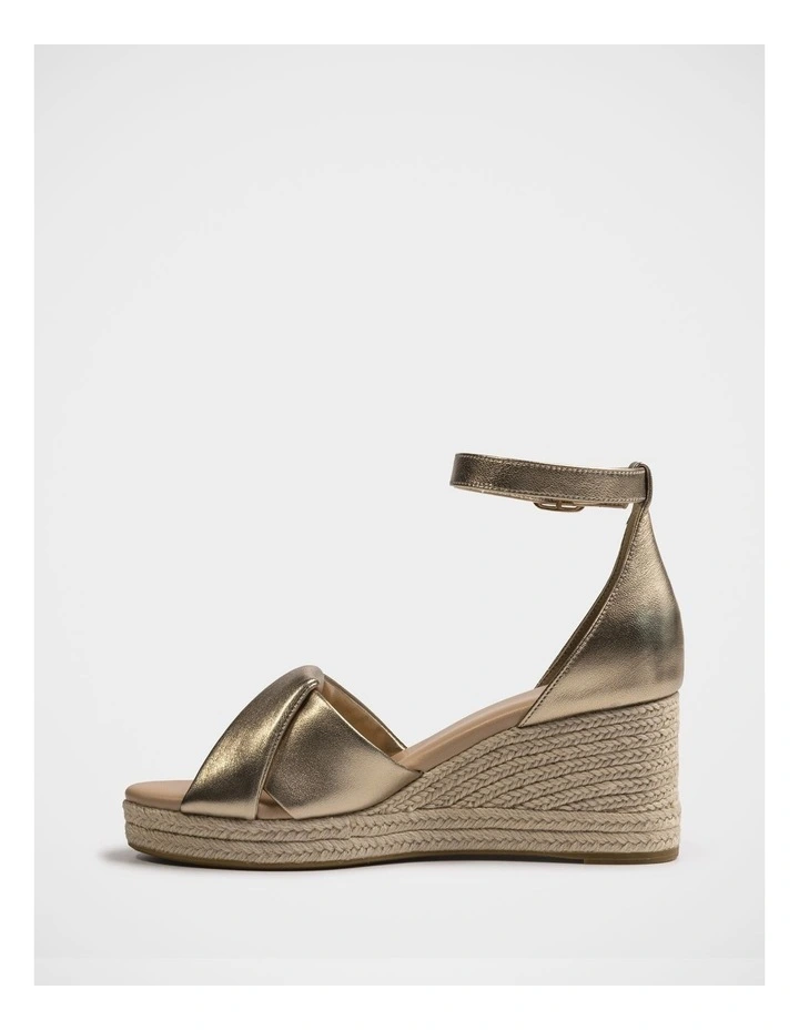 Niley Metallic Leather Espadrille Wedge in Champagne image 6