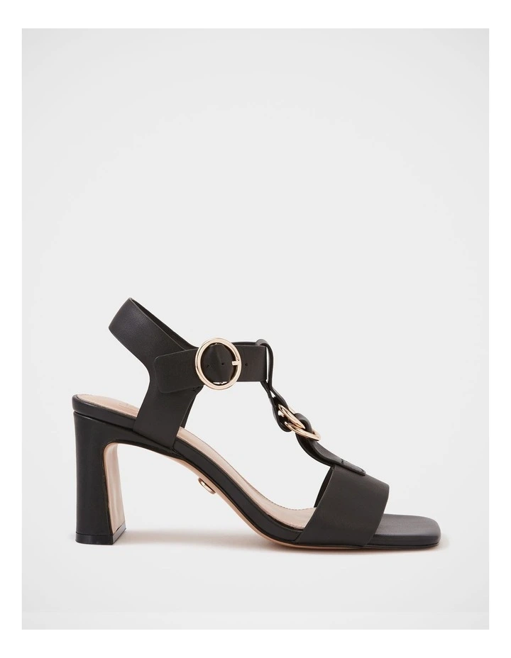 Posy Leather Slim Heel in Black image 1