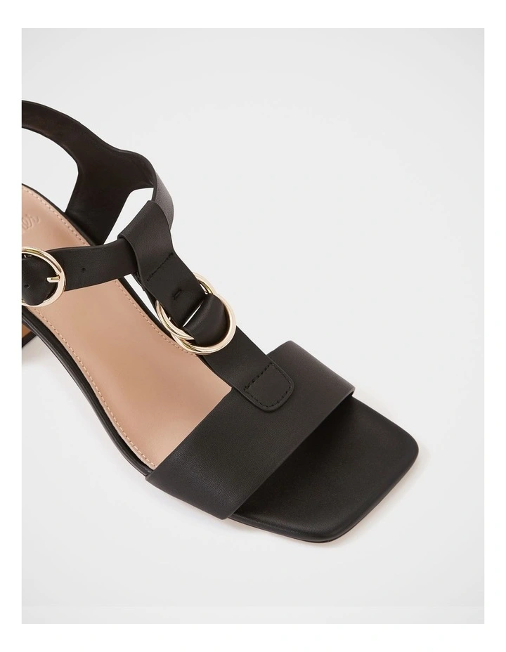 Posy Leather Slim Heel in Black image 3