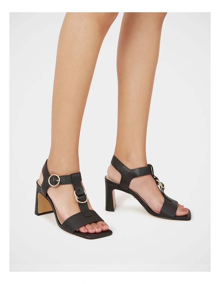 Posy Leather Slim Heel in Black image 7