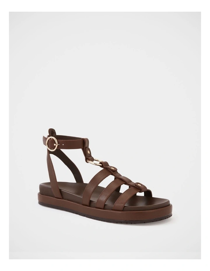 Bruna Leather Sandal in Tawny Brown image 2