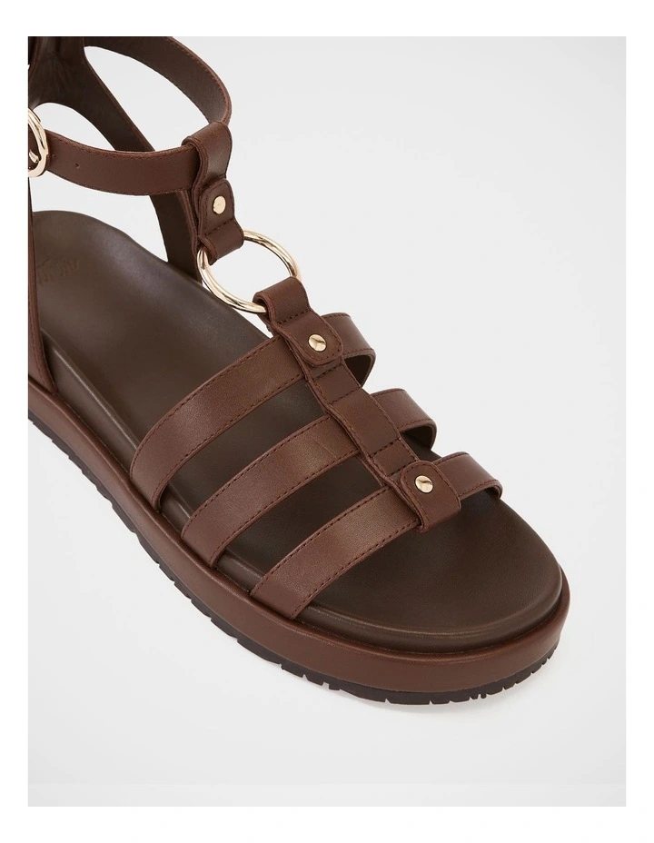 Bruna Leather Sandal in Tawny Brown image 3