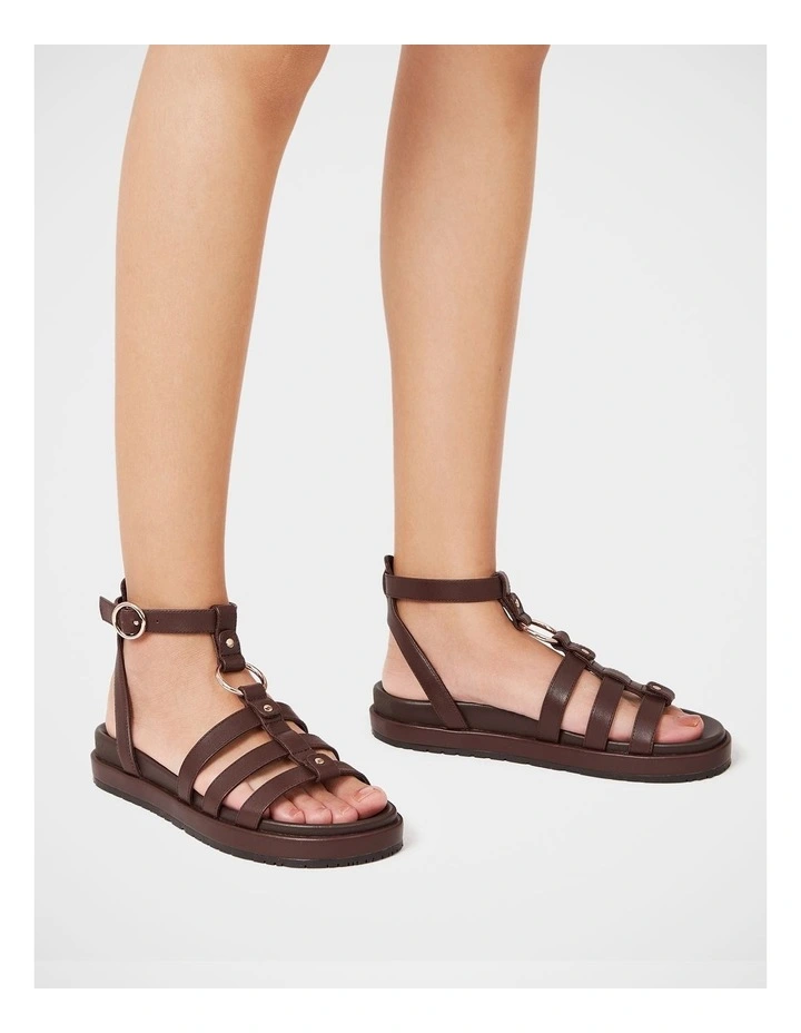 Bruna Leather Sandal in Tawny Brown image 7