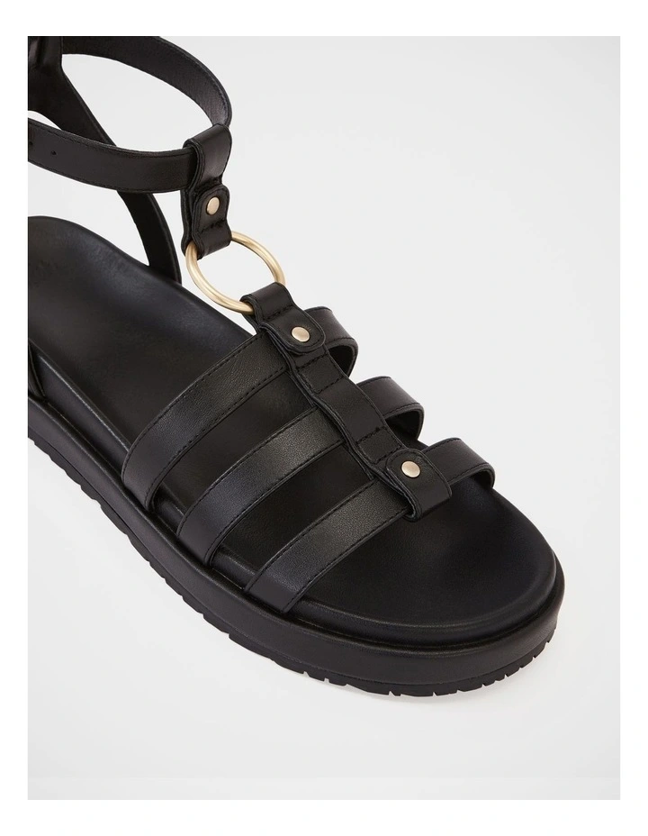 Bruna Leather Sandal in Black image 3