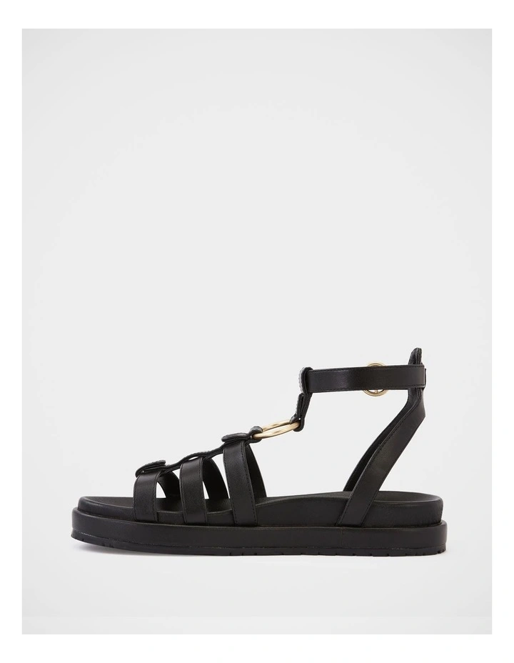 Bruna Leather Sandal in Black image 6