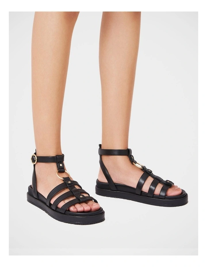 Bruna Leather Sandal in Black image 7