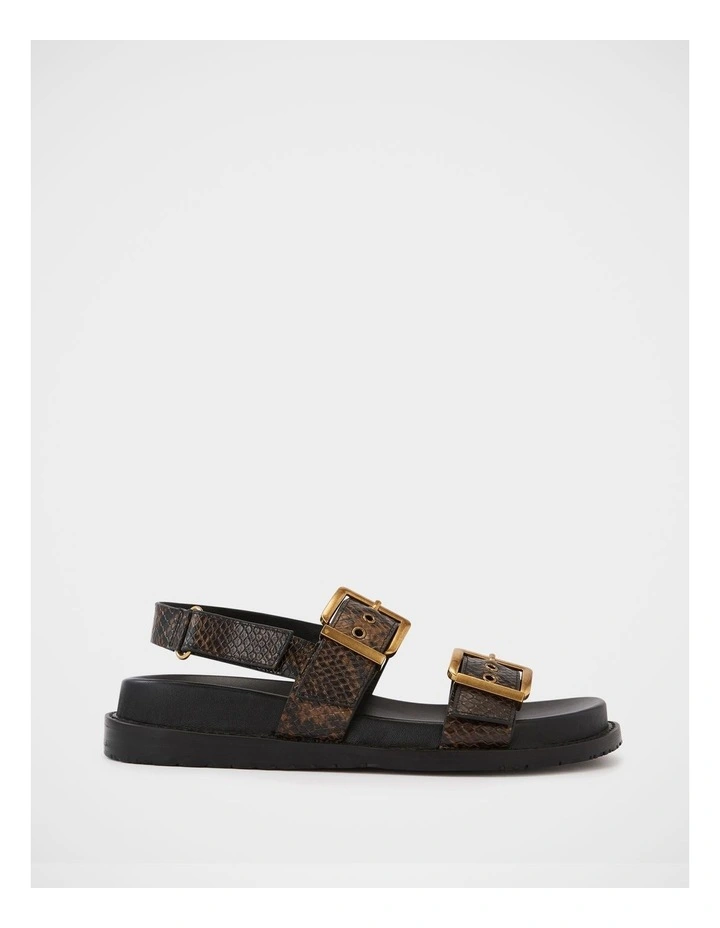 Archie Emboss Leather Footbed Sandal in Brown image 1