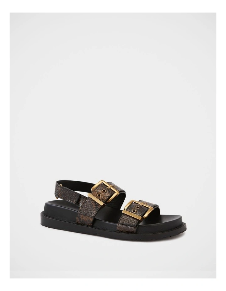 Archie Emboss Leather Footbed Sandal in Brown image 2