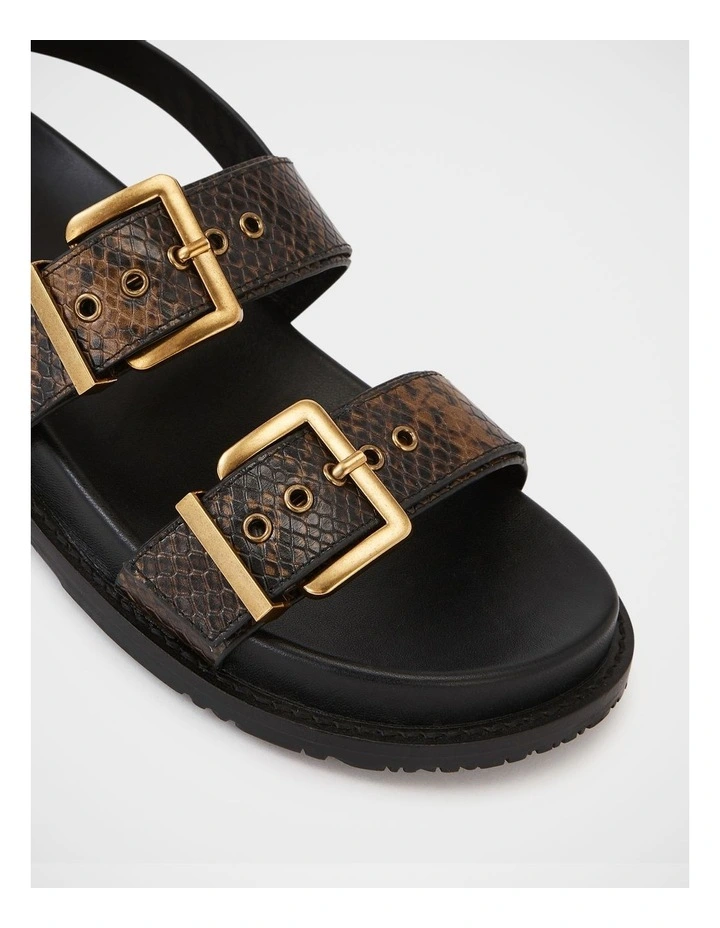 Archie Emboss Leather Footbed Sandal in Brown image 3