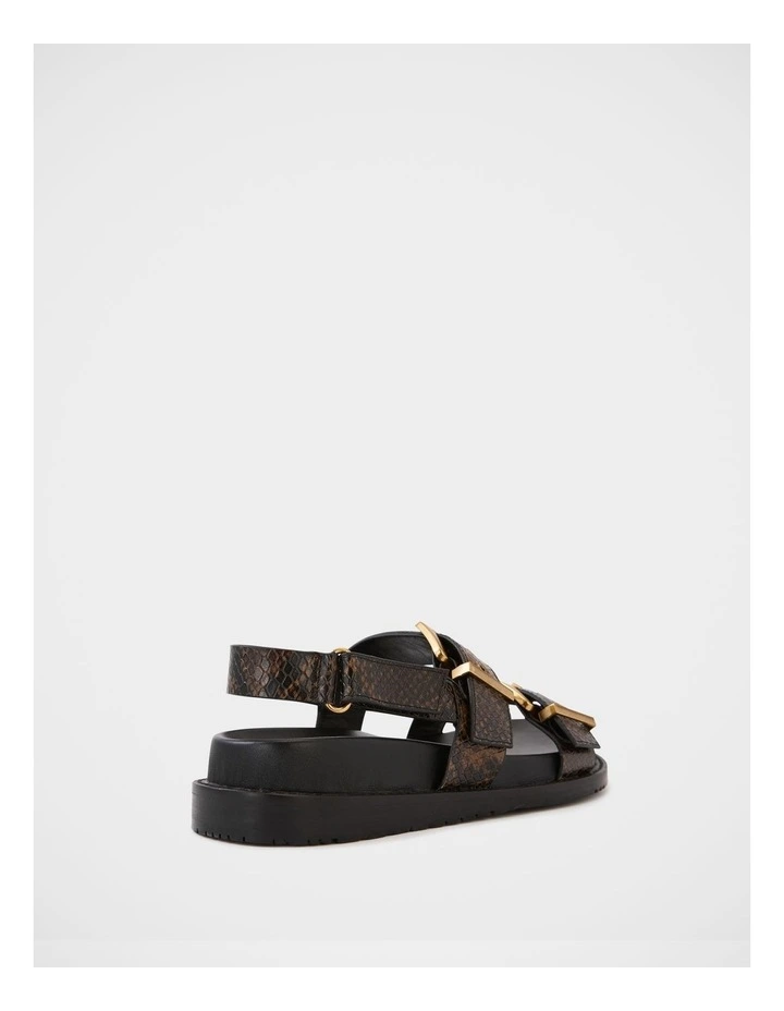 Archie Emboss Leather Footbed Sandal in Brown image 4