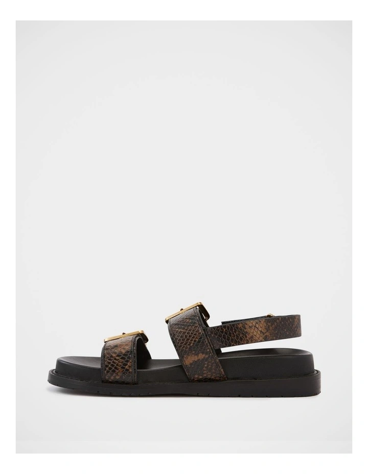 Archie Emboss Leather Footbed Sandal in Brown image 6