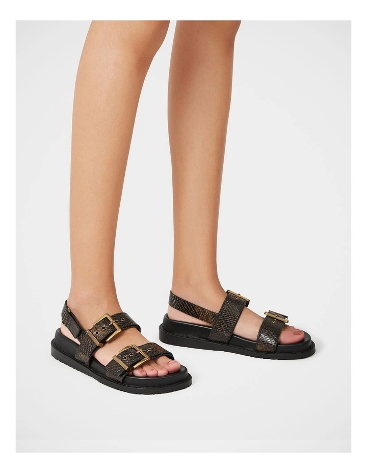 Archie Emboss Leather Footbed Sandal in Brown image 7