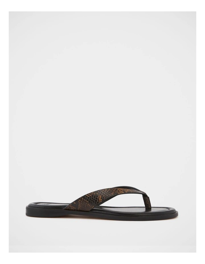 Ethel Emboss Leather Thong in Brown image 1