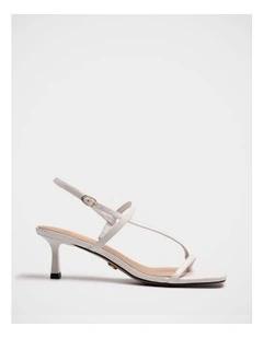 Koda Leather Strappy Heel in Off White