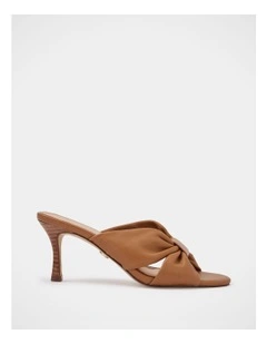 Oralia Leather Stiletto Mule In Burnt Almond