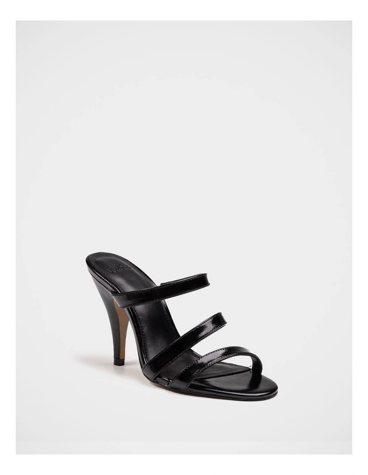 Terra Creased Leather Strappy Heel in Black image 2