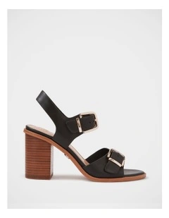 Pipa Leather Block Heel in Black