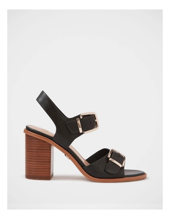 Pipa Leather Block Heel in Black image 1