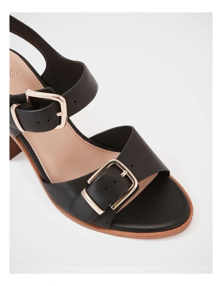 Pipa Leather Block Heel in Black image 3