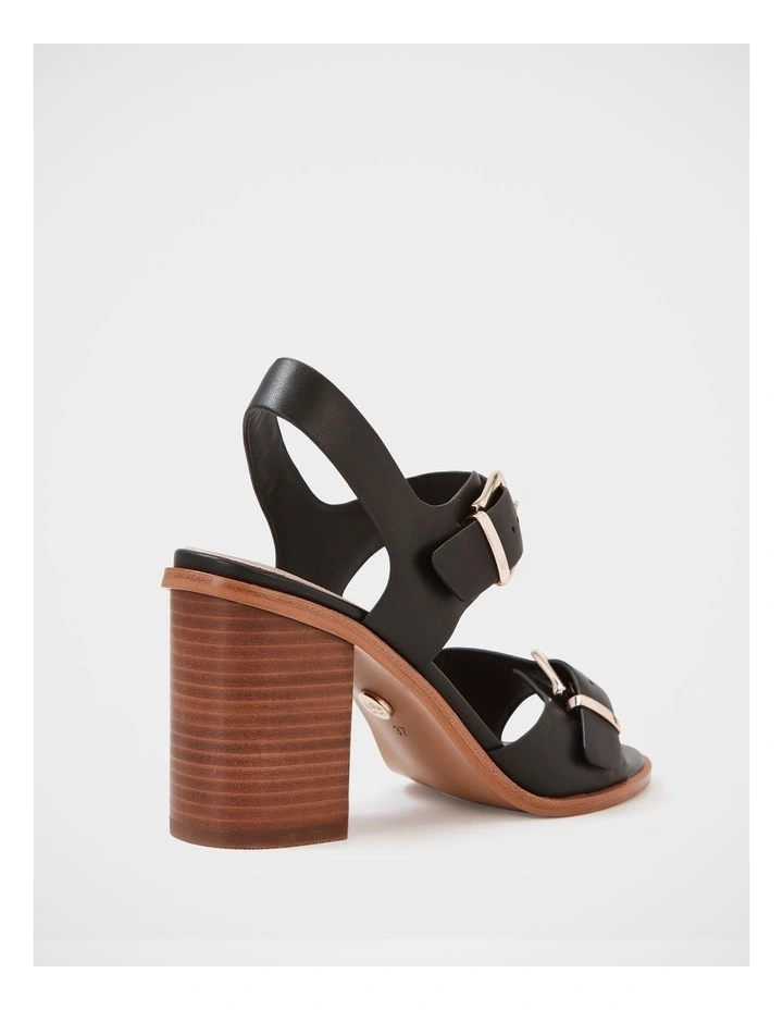 Pipa Leather Block Heel in Black image 4