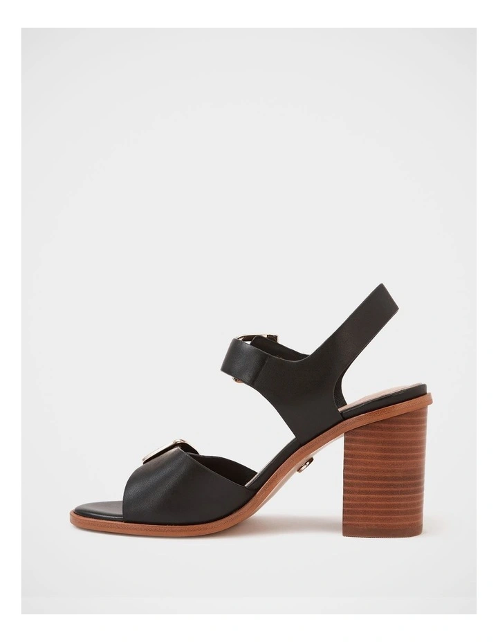 Pipa Leather Block Heel in Black image 6