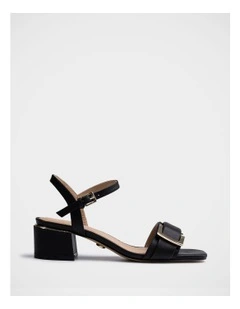Izaro Leather Block Heel in Black