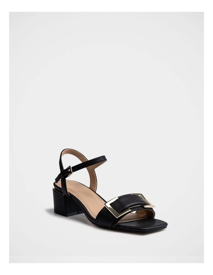 Izaro Leather Block Heel in Black image 2