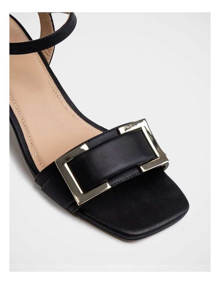Izaro Leather Block Heel in Black image 3