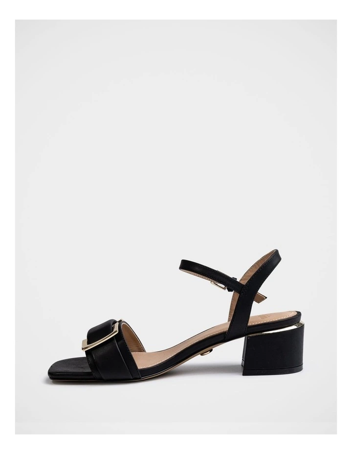 Izaro Leather Block Heel in Black image 6