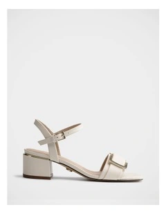 Izaro Leather Block Heel in Vintage Ivory