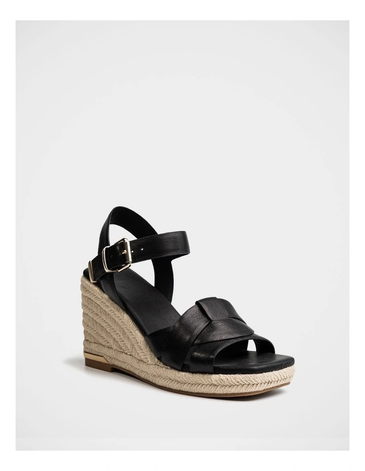 Tarot Pebble Leather Espadrille Wedge in Black image 2