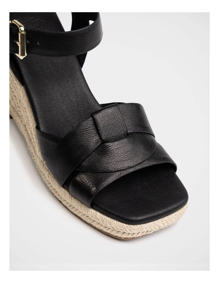 Tarot Pebble Leather Espadrille Wedge in Black image 3
