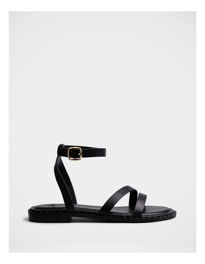 Crystina Leather Strappy Sandal in Black image 1