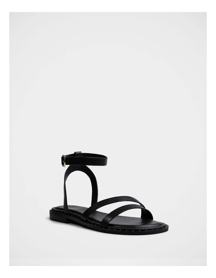 Crystina Leather Strappy Sandal in Black image 2