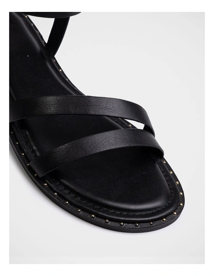 Crystina Leather Strappy Sandal in Black image 3