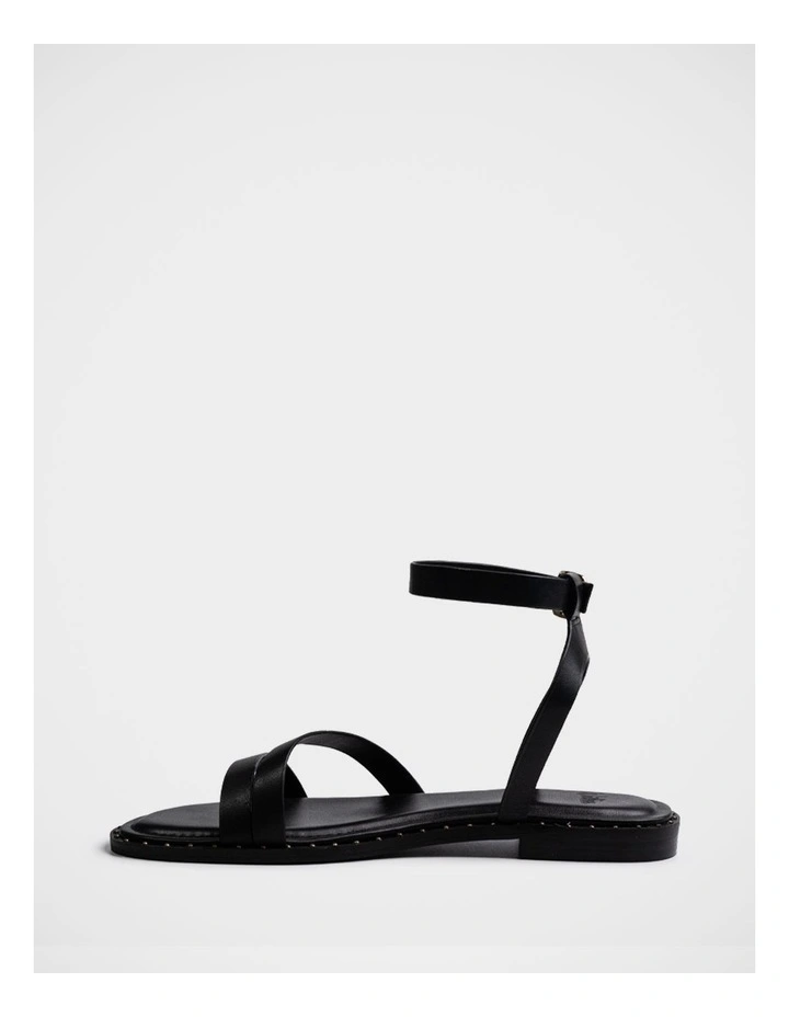 Crystina Leather Strappy Sandal in Black image 6
