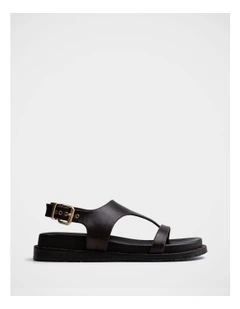 Anina Pebble Leather Flatform Sandal in Espresso